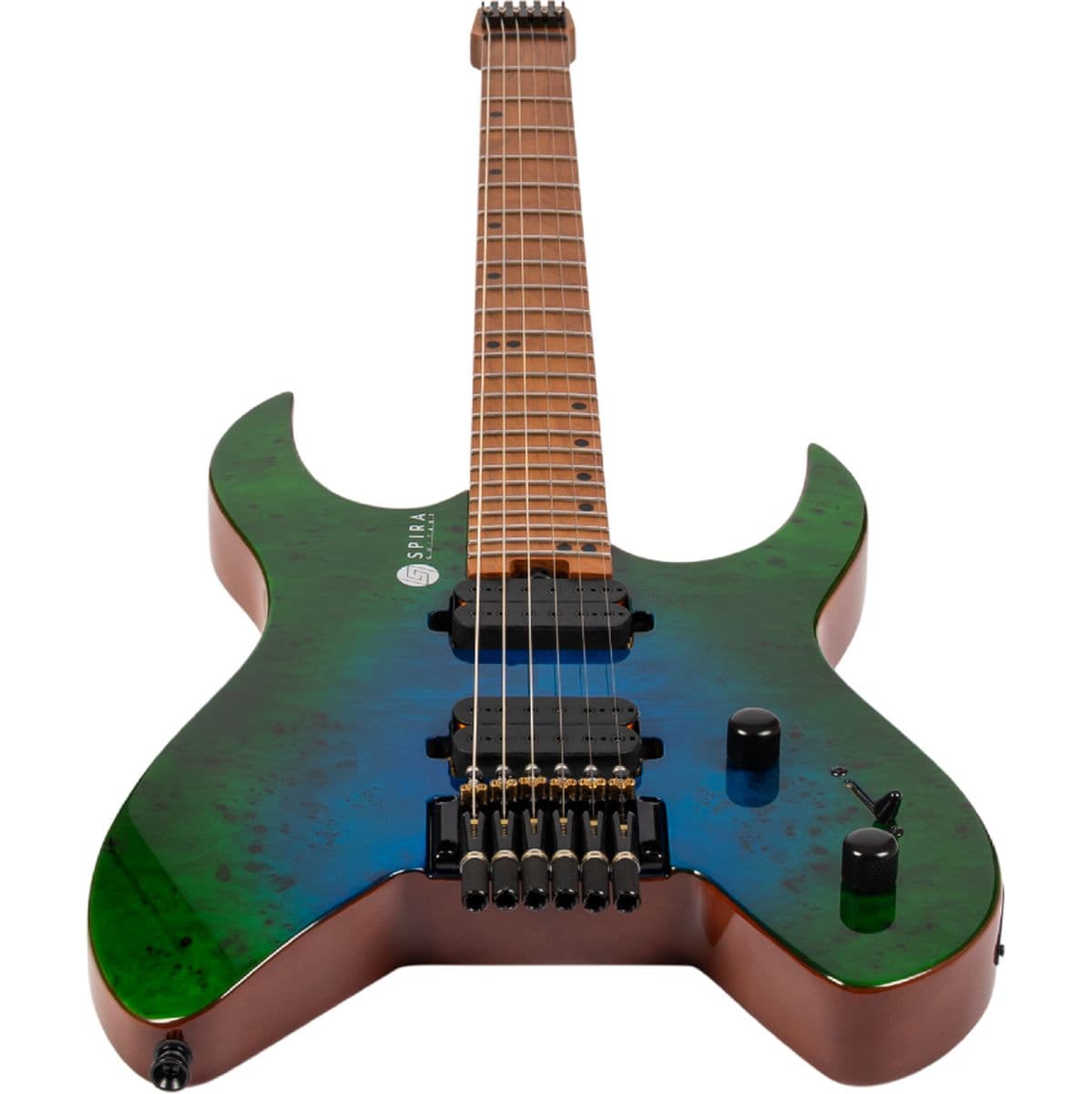 S-500 Headless GBR Headless S-Style Trans Aqua Blue — Spira Guitars
