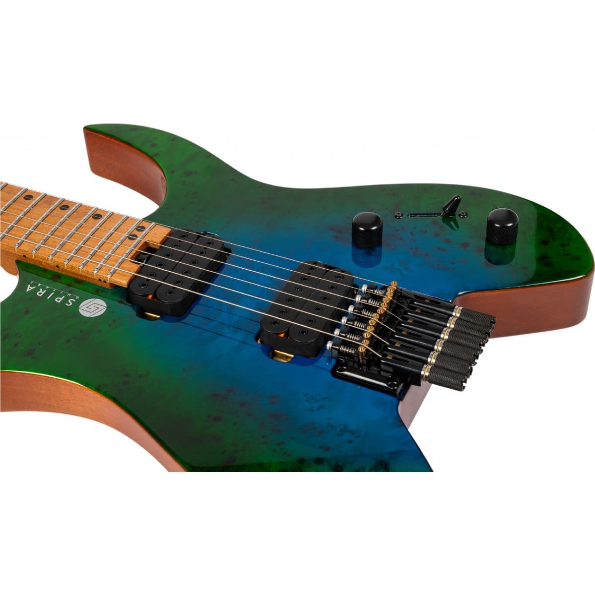 S-500 Headless GBR Headless S-Style Trans Aqua Blue — Spira Guitars