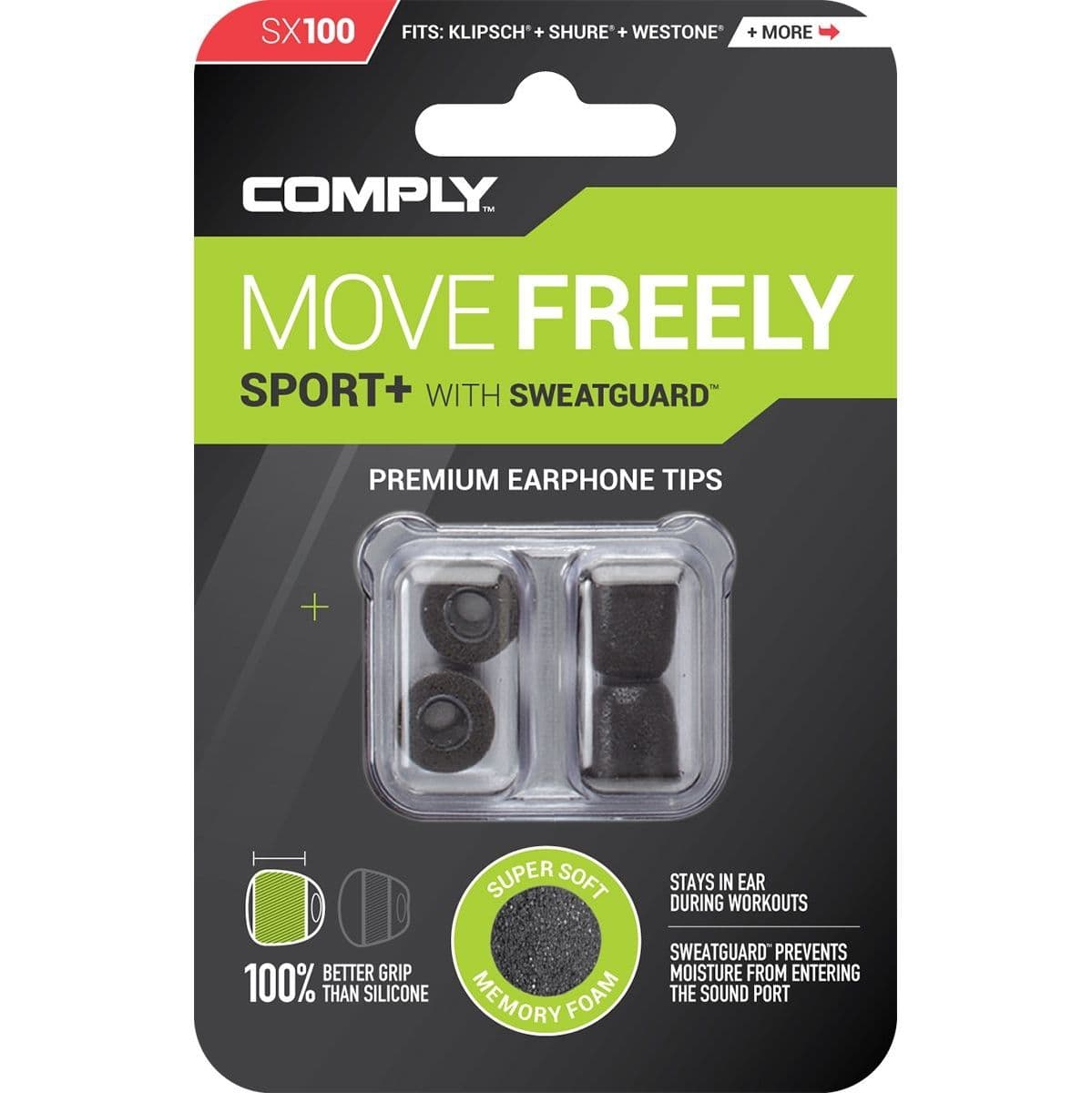 SX-100 Earphone Tips Black M — Comply