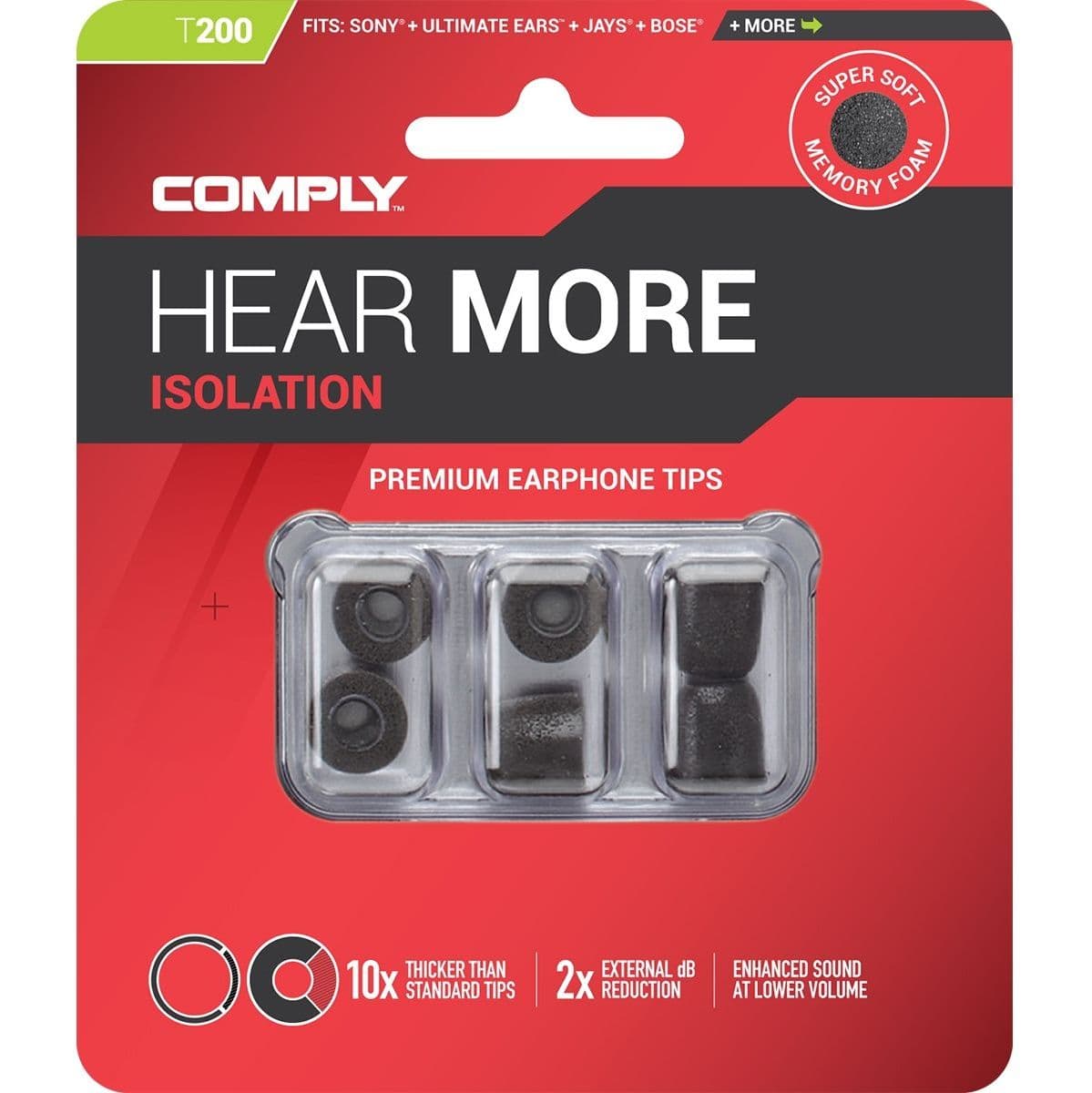 Isolation Series T-200 Earphone Tips Black L — Comply