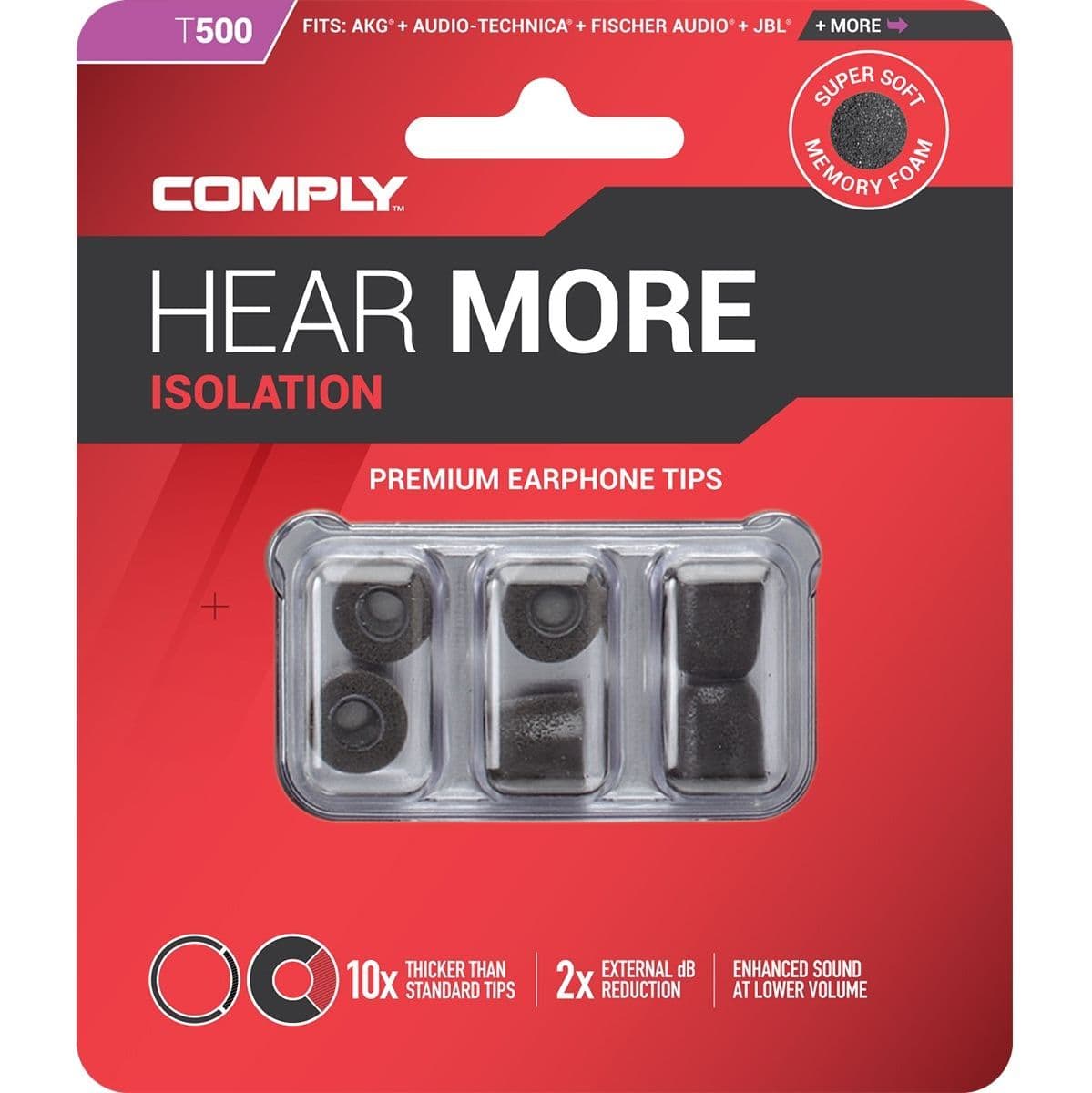 Isolation Series T-500 Earphone Tips Black M — Comply