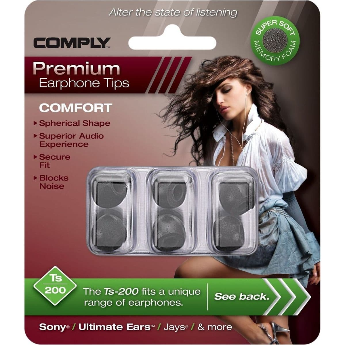 TS-200 Earphone Tips Black L — Comply