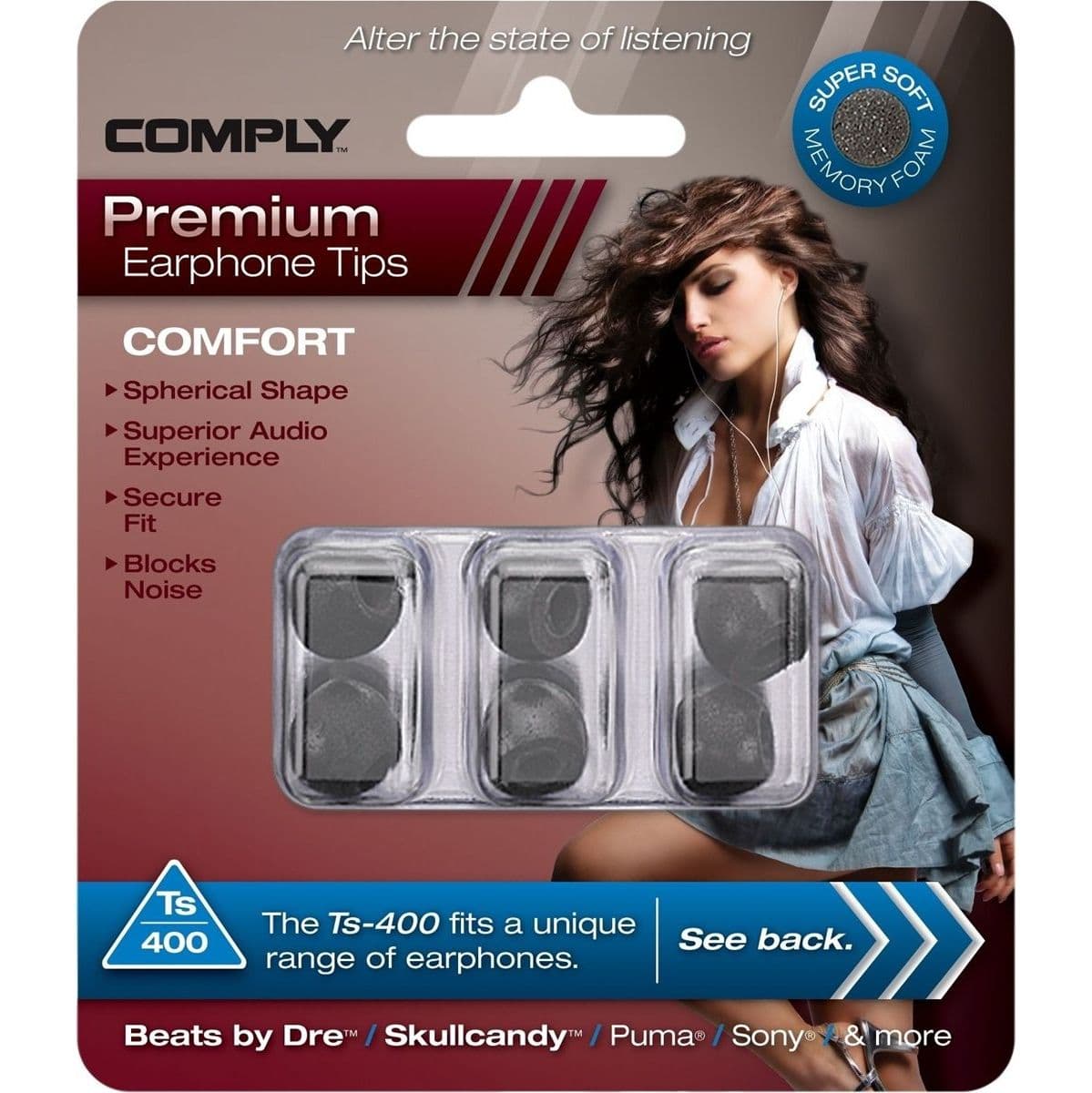 TS-400 Earphone Tips Black M — Comply