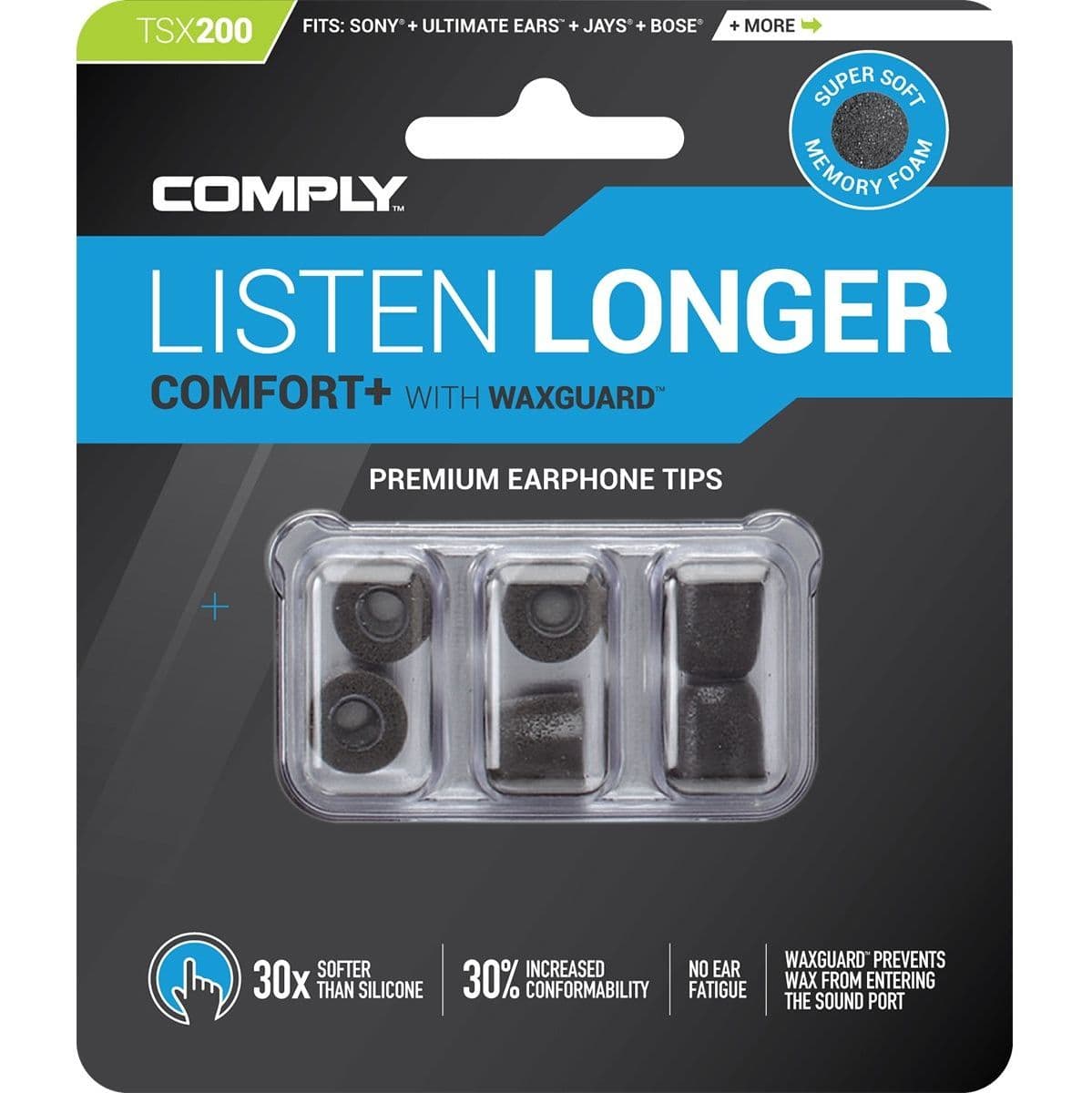Comfort Plus Series TSX-200 Earphone Tips Black S — Comply