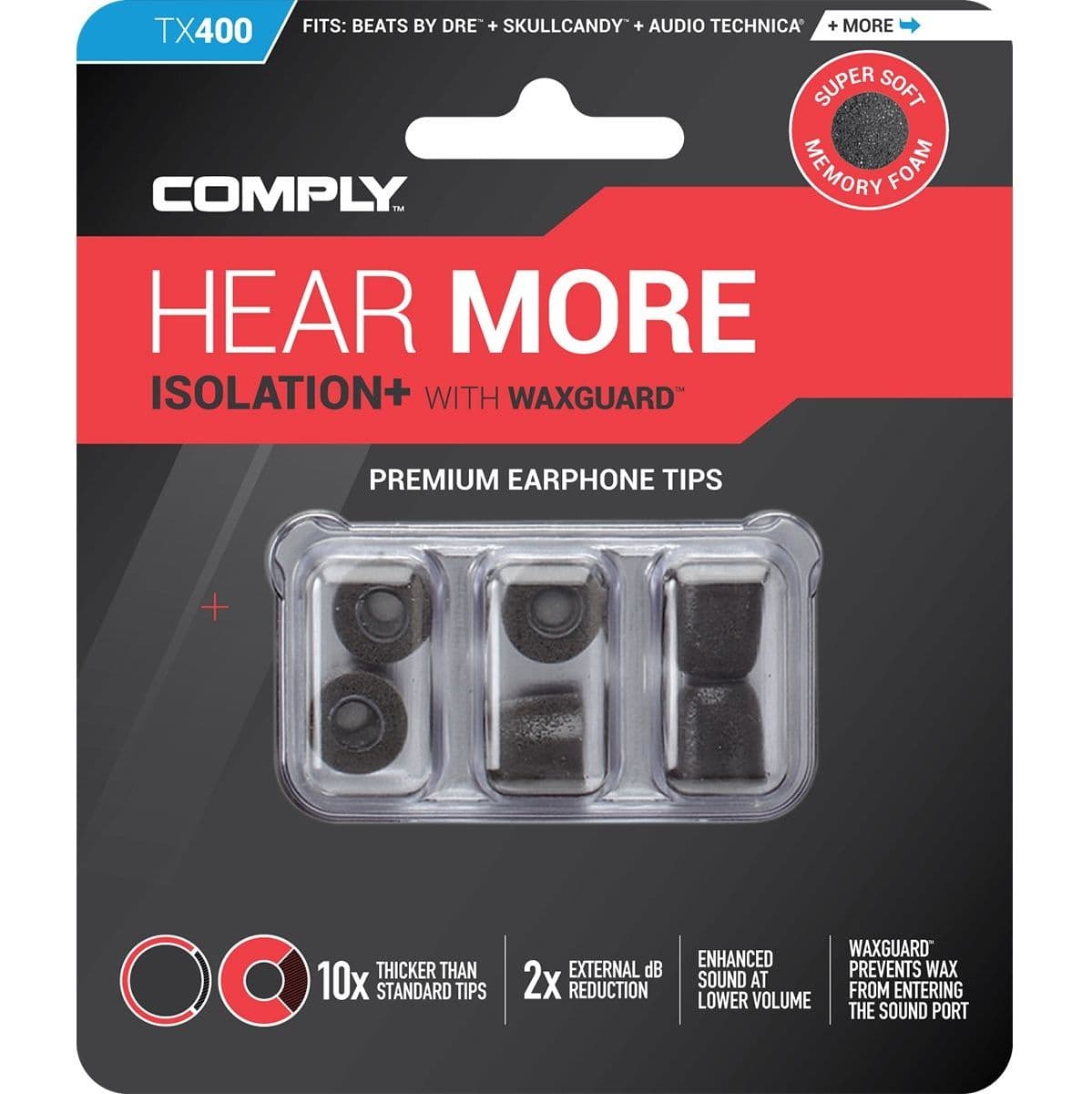 Isolation Plus Series TX-400 Earphone Tips M.sizes — Comply