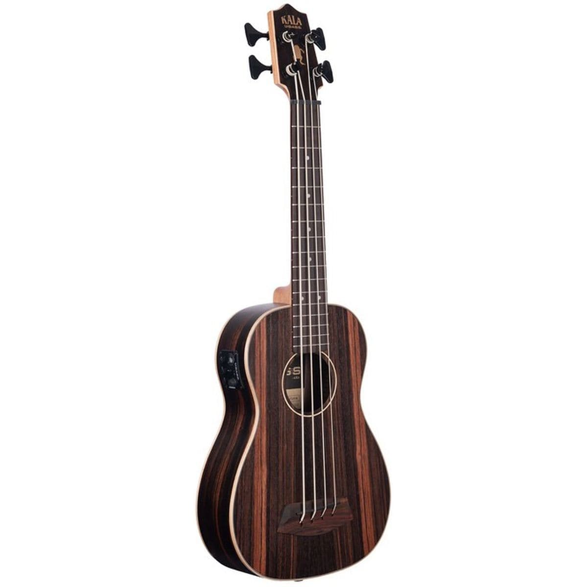 Striped Ebony Fretted Acoustic-Electric U-BASS w/ Round Wounds — Kala