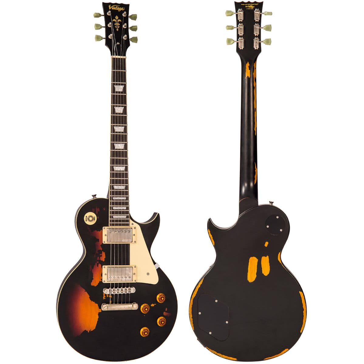 V100 Icon - Distressed Black Over Sunburst — Vintage