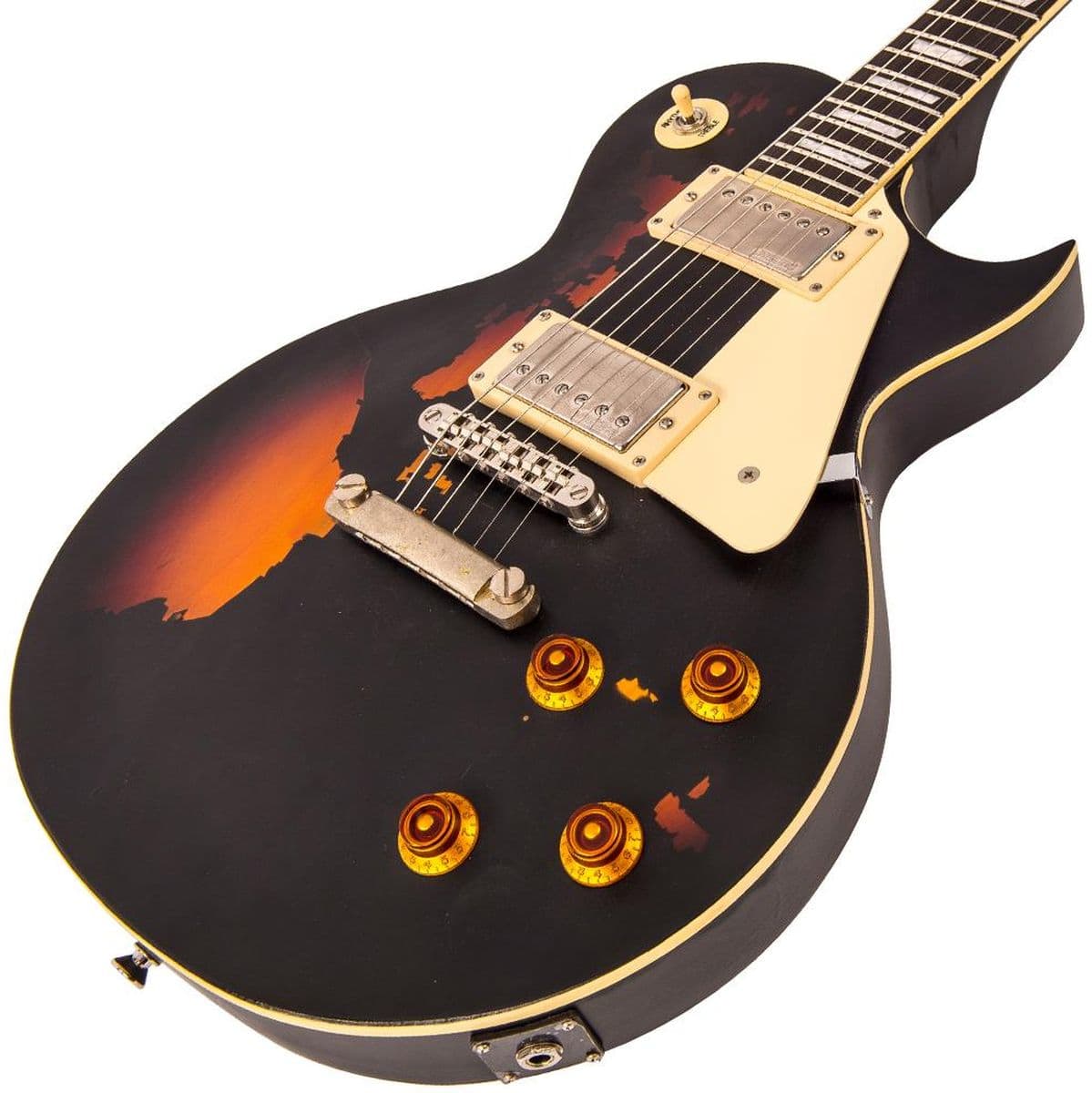 V100 Icon - Distressed Black Over Sunburst — Vintage