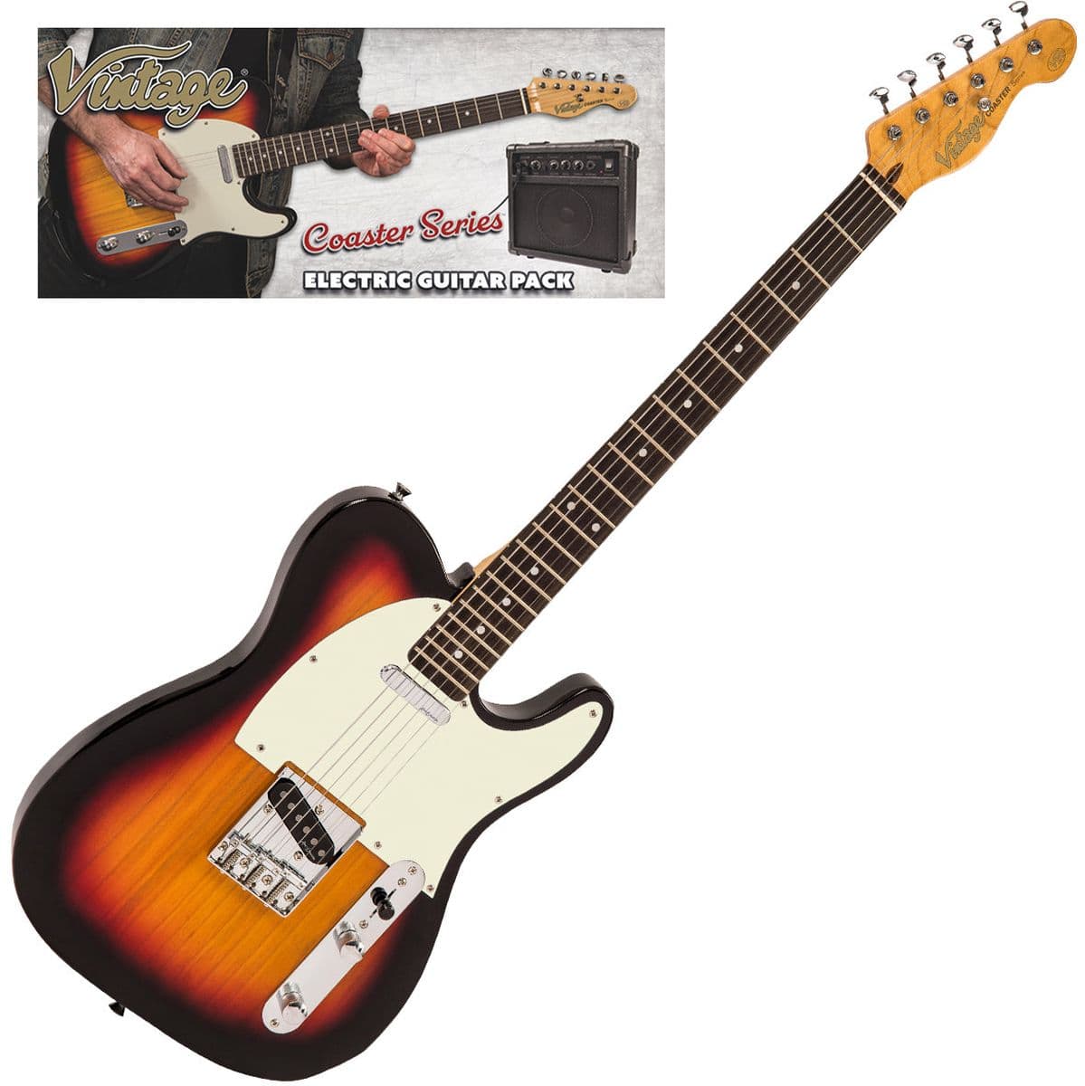 V20 Coaster Electric Guitar Pack - 3 Tone Sunburst — Vintage