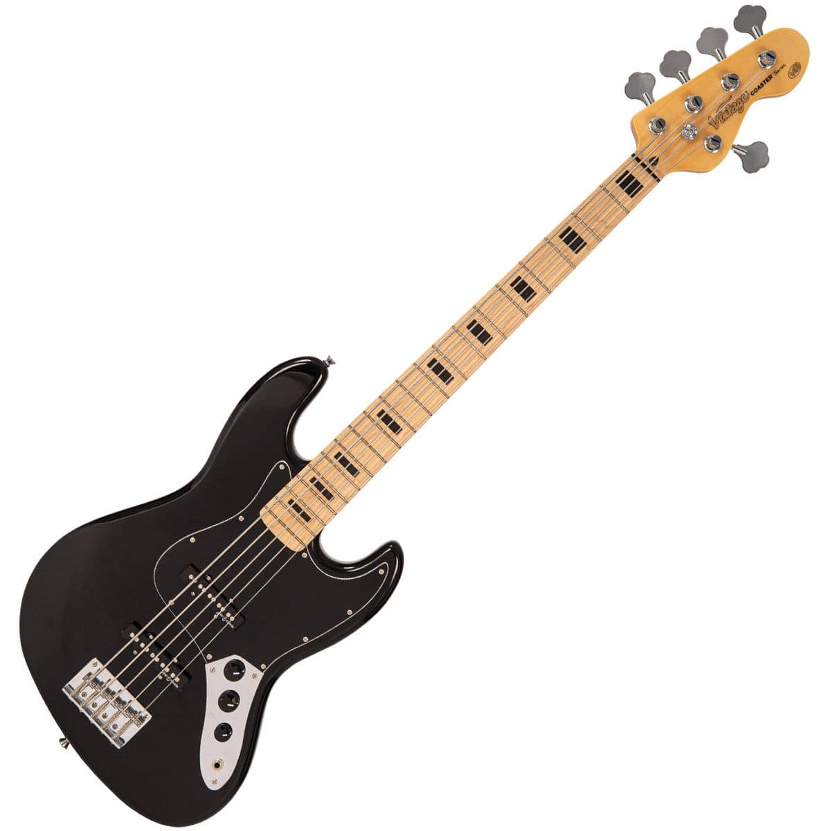 V495 Coaster 5 String Bass Guitar Pack - Gloss Black — Vintage