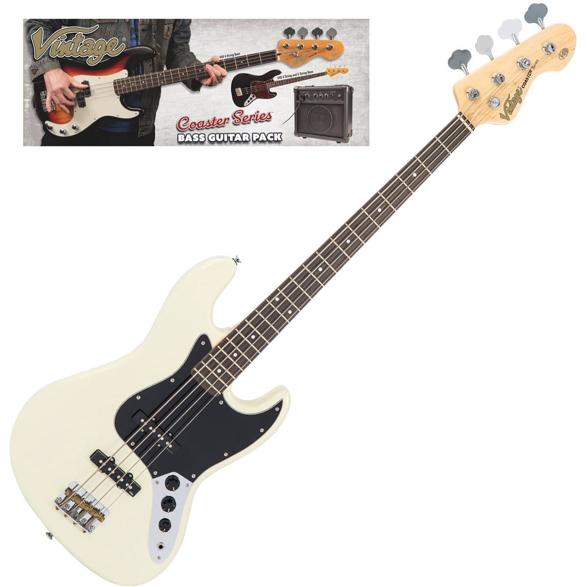 V49 Coaster Bass Guitar Pack - Vintage White — Vintage