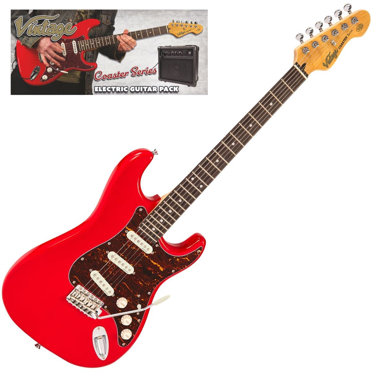 V60 Coaster Electric Guitar Pack - Gloss Red — Vintage