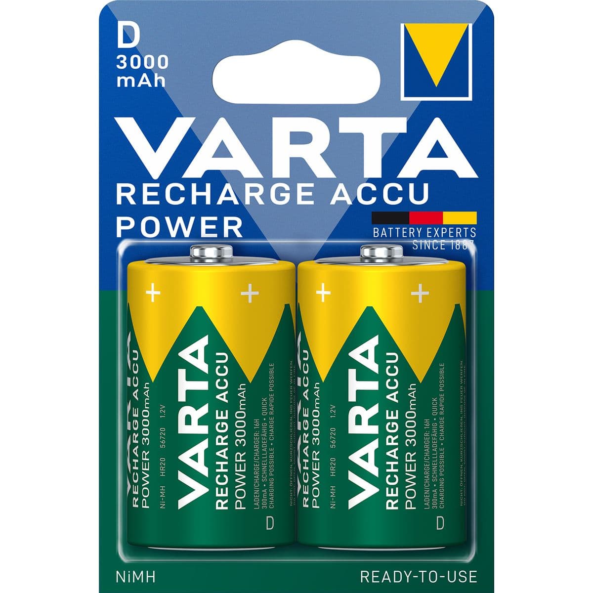Recharge Battery Power D 3000mAh Blister 2 — Varta