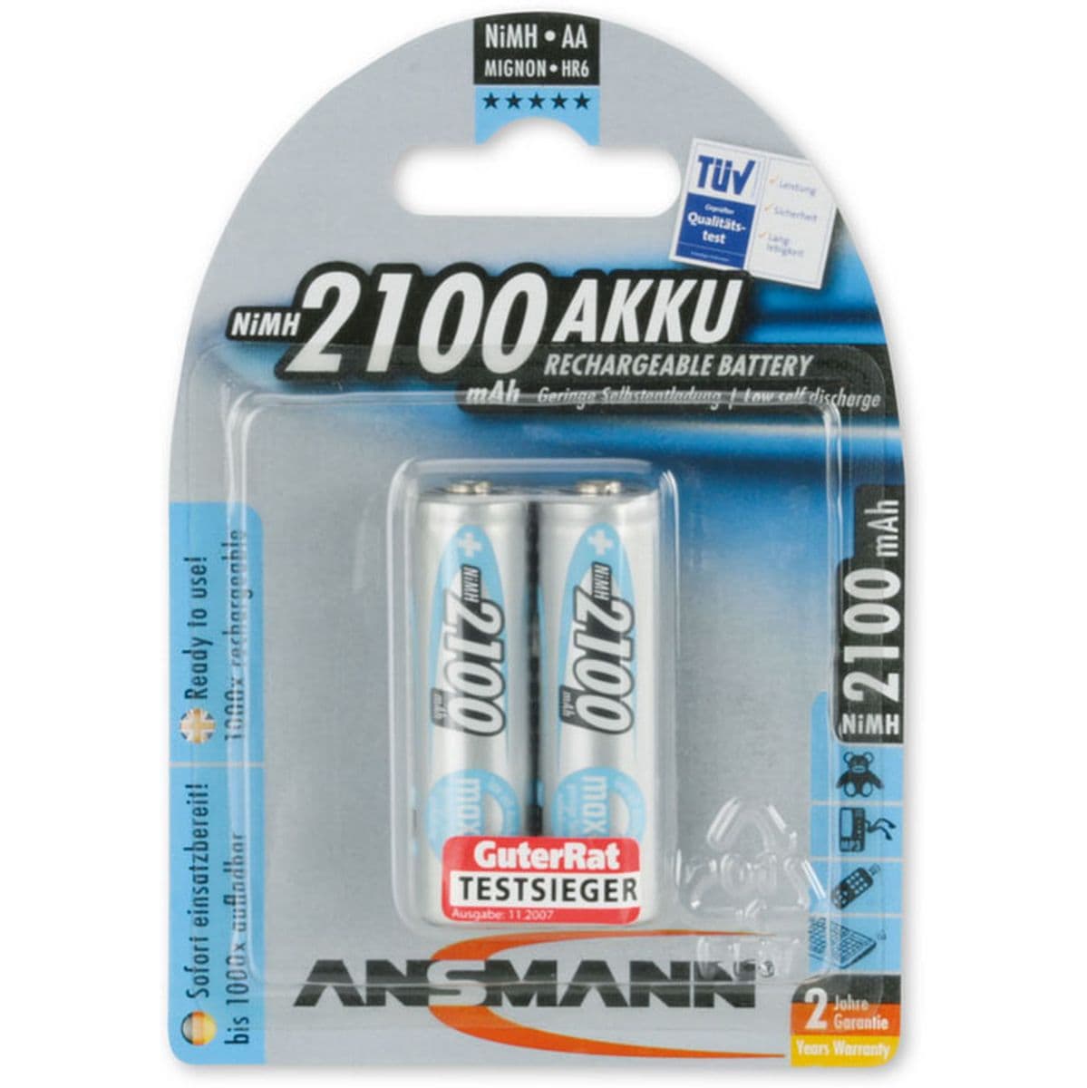 Premium AA 2100 mAh 2-Pcs Blister — Ansmann
