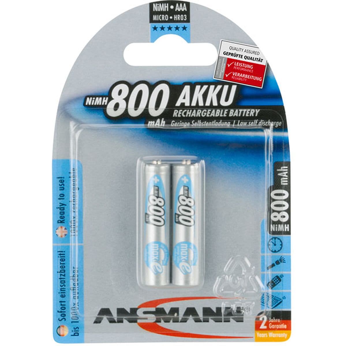 Premium AAA 800 mAh 2-Pcs Blister — Ansmann
