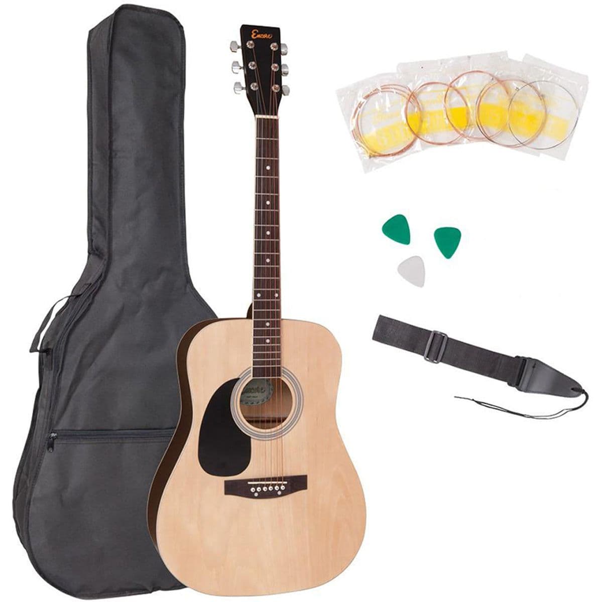 Left Handed Acoustic Guitar Outfit - Natural — Encore