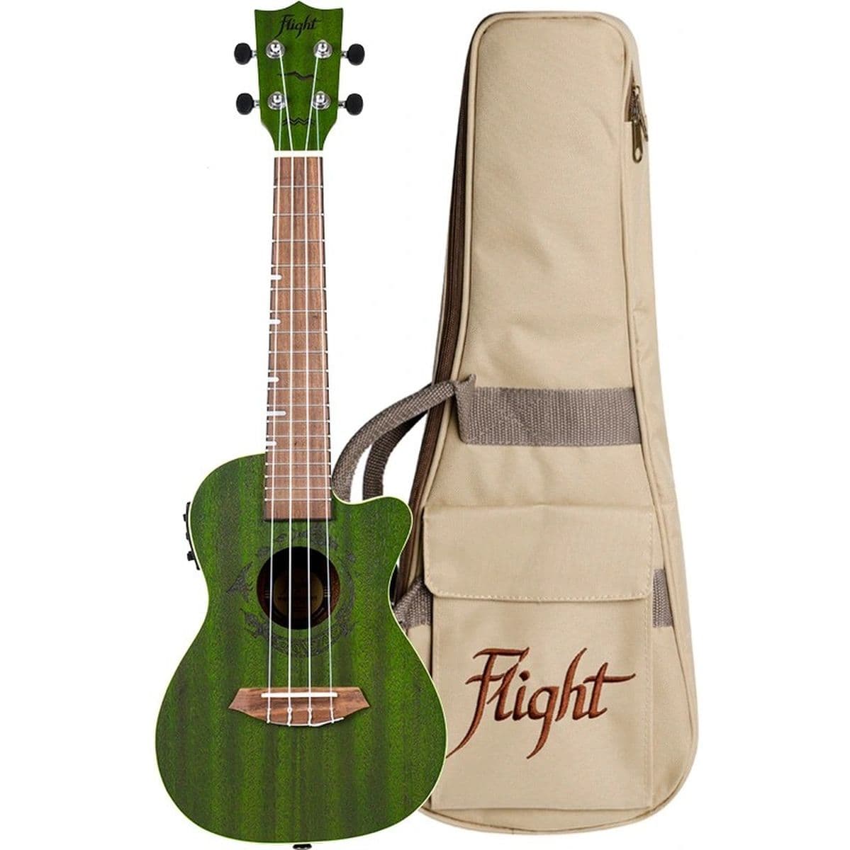 Duc 380 Ceq Jade El-AC-Cut Concert Uke Mahog Green — Flight Ukuleles