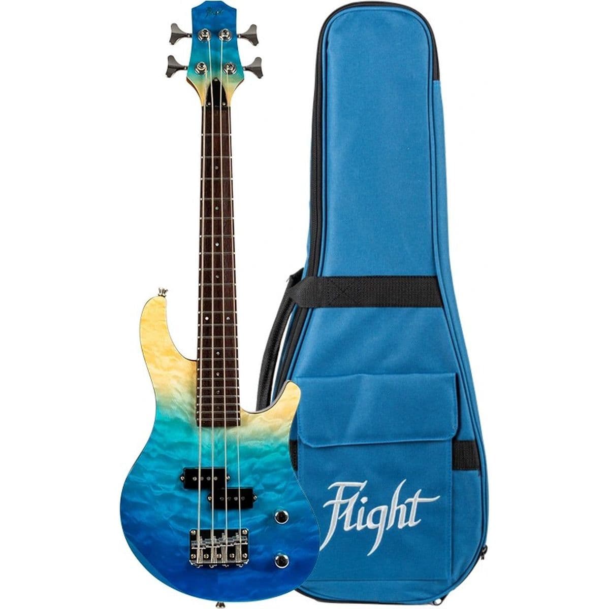 Mini Bass TBL Electric Bass-Uke Trans Blue — Flight Ukuleles