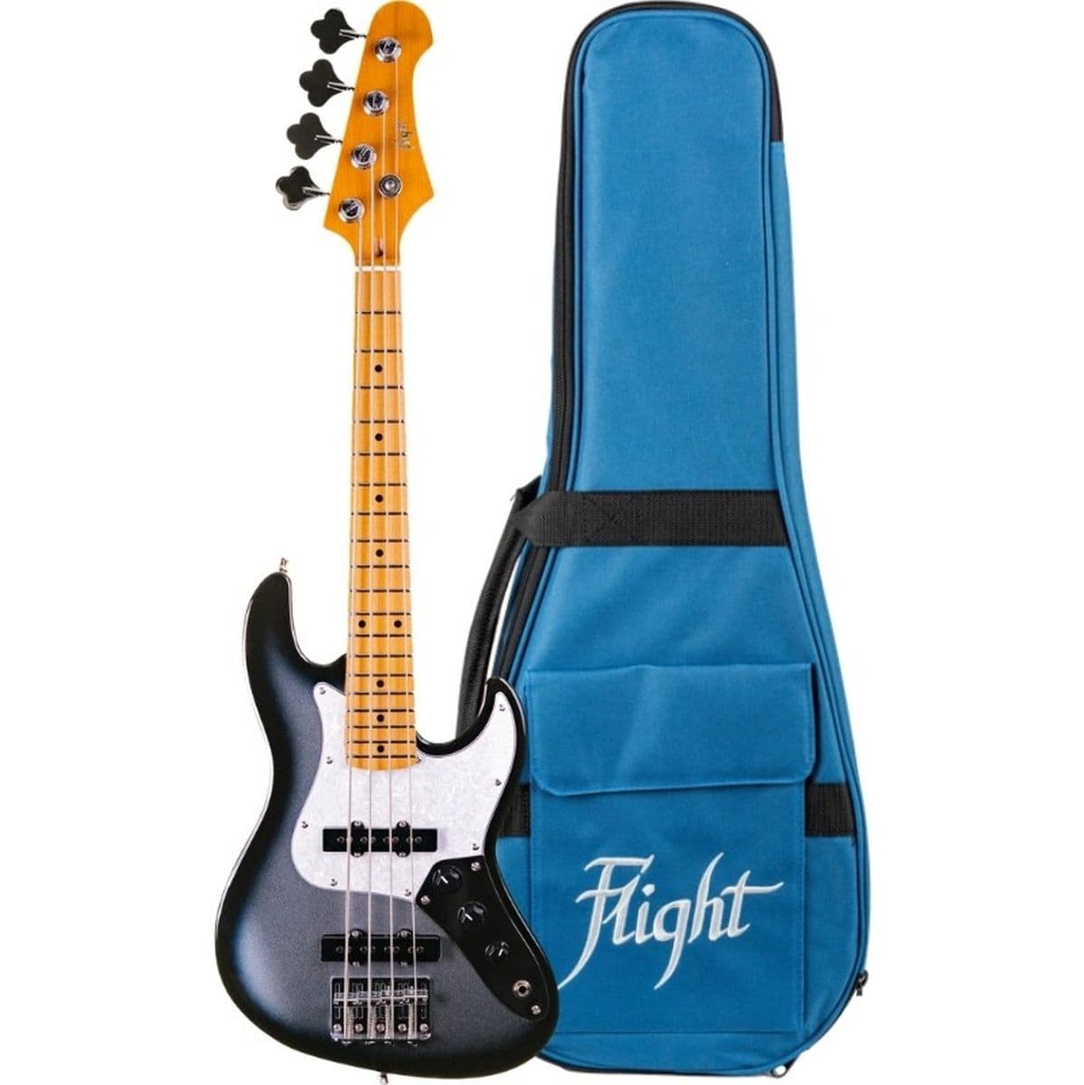 Mini JB Moonburst Electric Bass-Uke Silver Burst — Flight Ukuleles