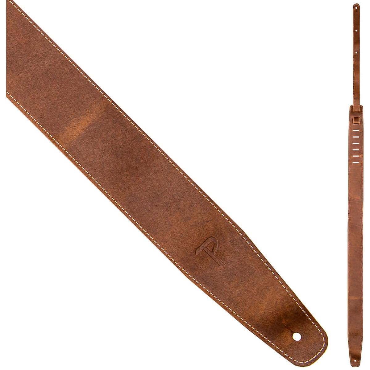 7049 2.5 Baseball Leather Guitar Strap Brown — Perris